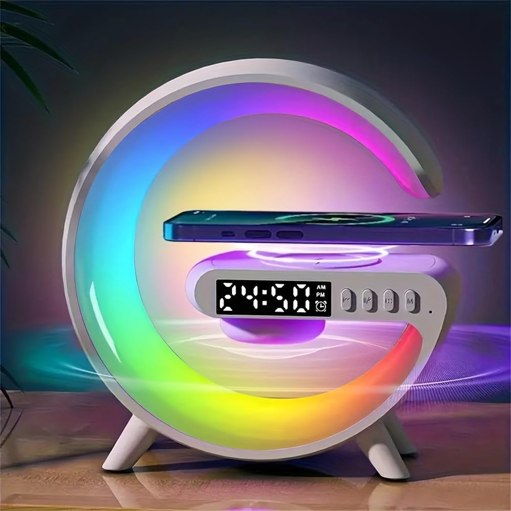 Wireless Charger Stand With RGB Night Light , BT Speaker Disco Lights
